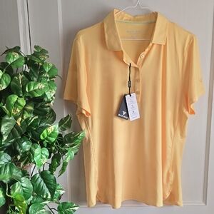 Maelreg Performance Womens Yellow Short Sleeve Stretch Shirt Size XL NWT
